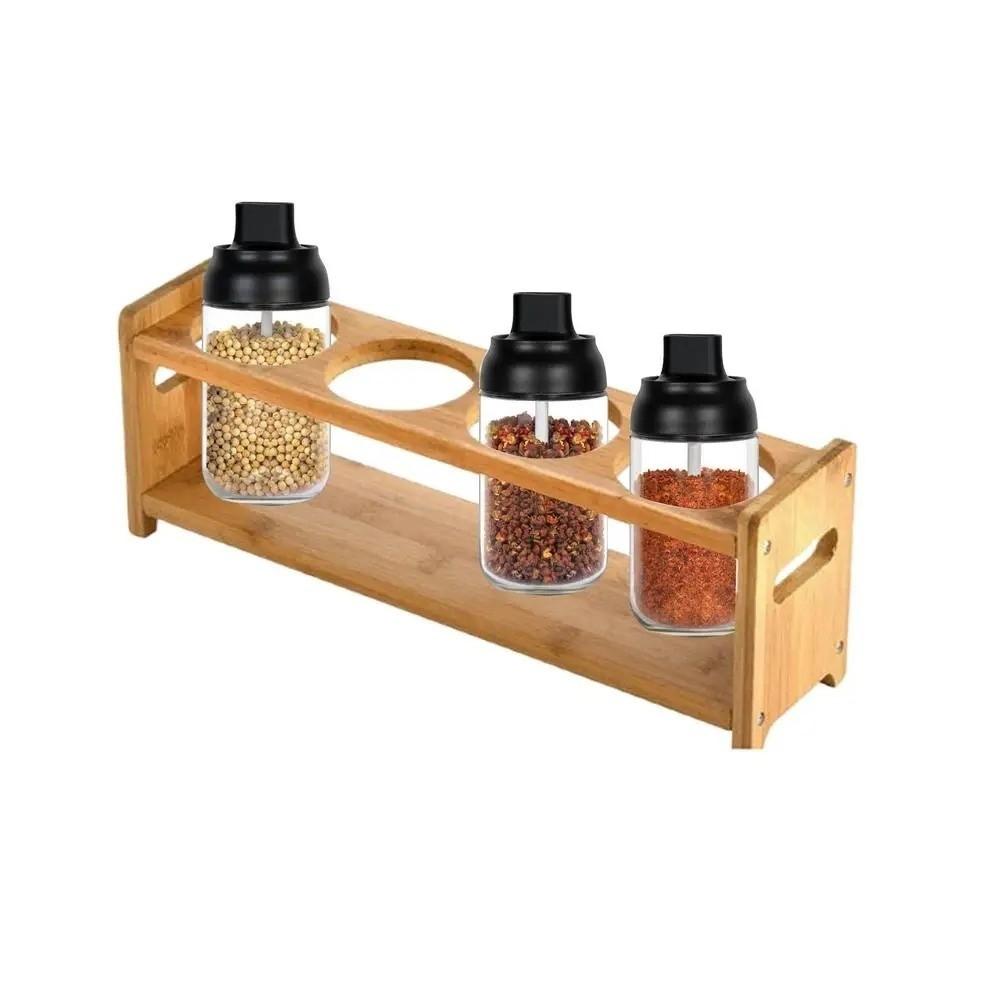Multi-Compartment Glass Oil Bottle Rack Anti-Slip Kitchen Storage Shelf  Dining Table