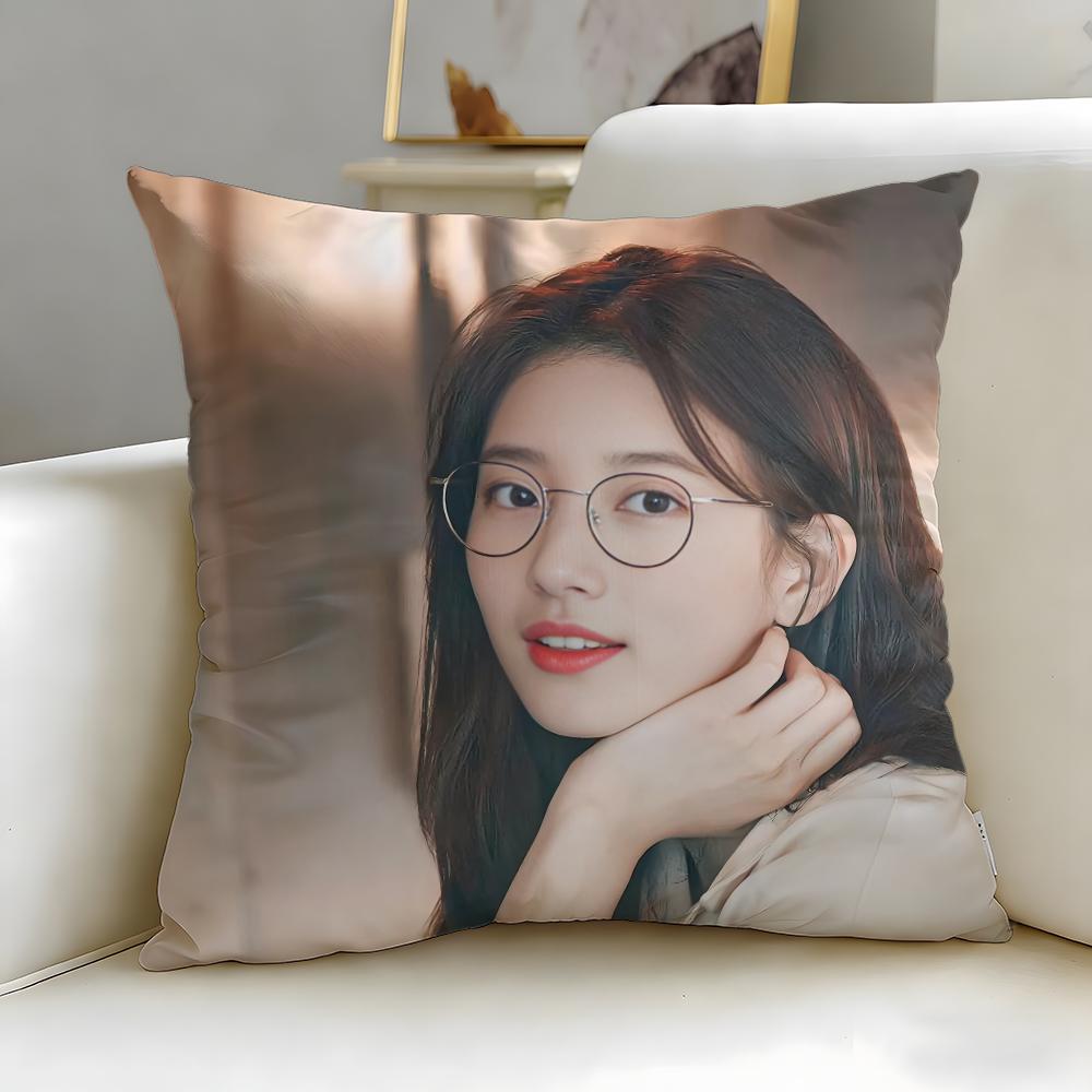 Popular Actress Bae Suzy Cushion Cover Soft  EasyWash Pillow Case  Versatile for Couch Bed Travel and Office