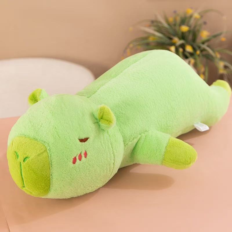 60cm-100cm Kawaii Cartoon Riesiges gestreiftes Capybara Plüschtier Kissen Liegend Braun Orange Flügel Kreatives Capybara Plüschtier Heimdekoration 38cm