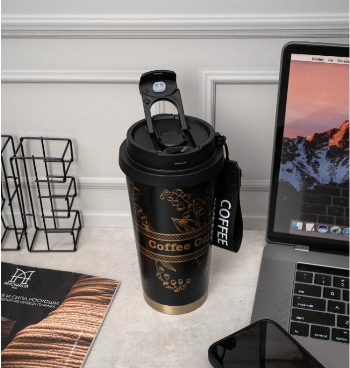 316 Vacuum Flask Coffee Cup Light Luxury Accompanying Lily of the Valley Flower Water Cup Light Luxury Style