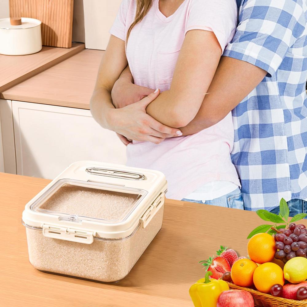 Rice Storage Grain Storage Jar Rice Storage Container Airtight Food Container Rice Holder Bin With Measuring Cup For Kitchen