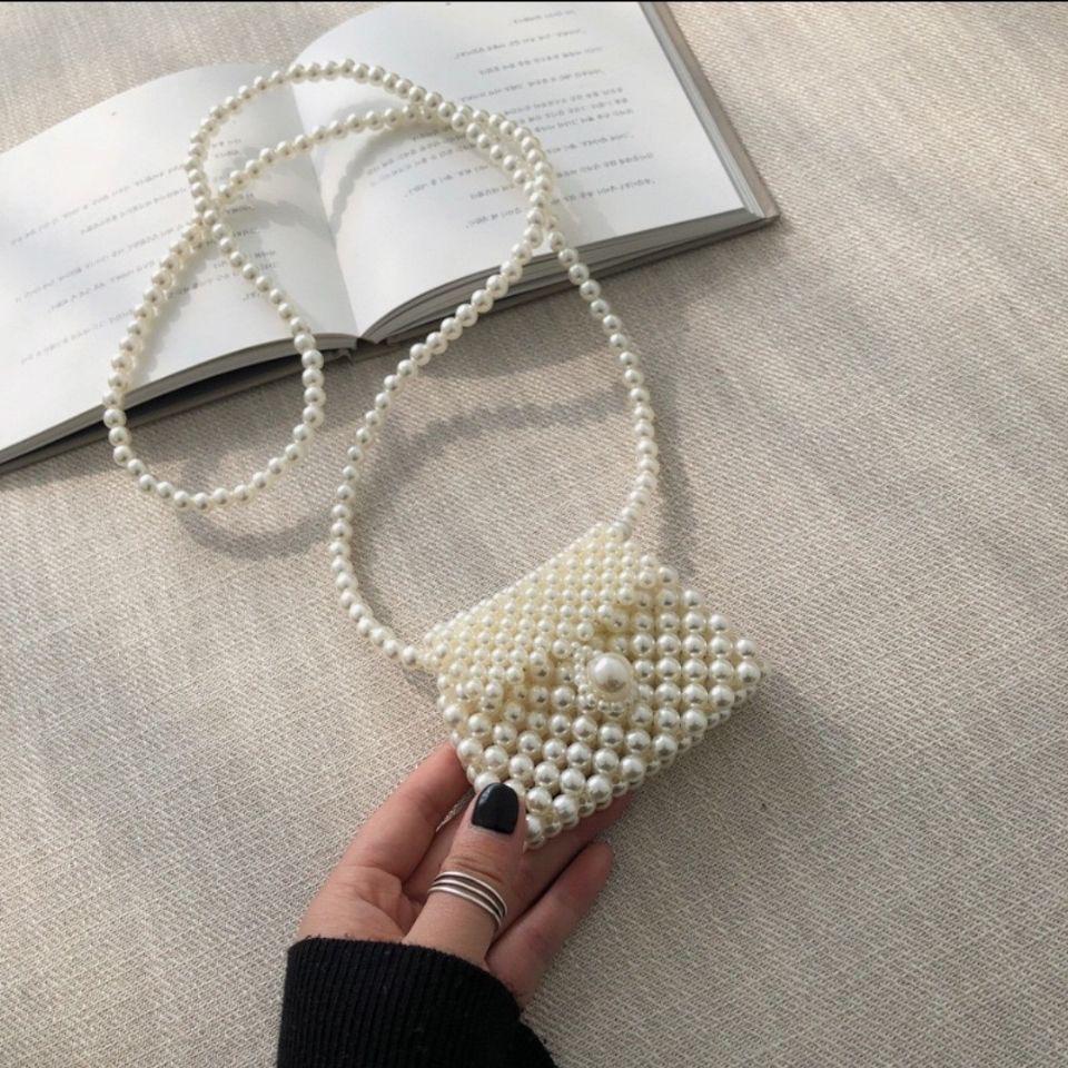 

Mini Dumpling Pearl Beaded Crossbody Bag for Kids бежевый