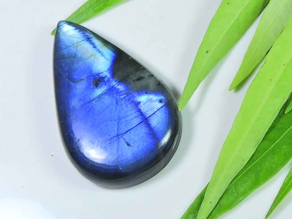 25X45MM Blauer Labradorit Birnenform Cabochon Loser Natürlicher Edelstein 64Cts. SK-3910