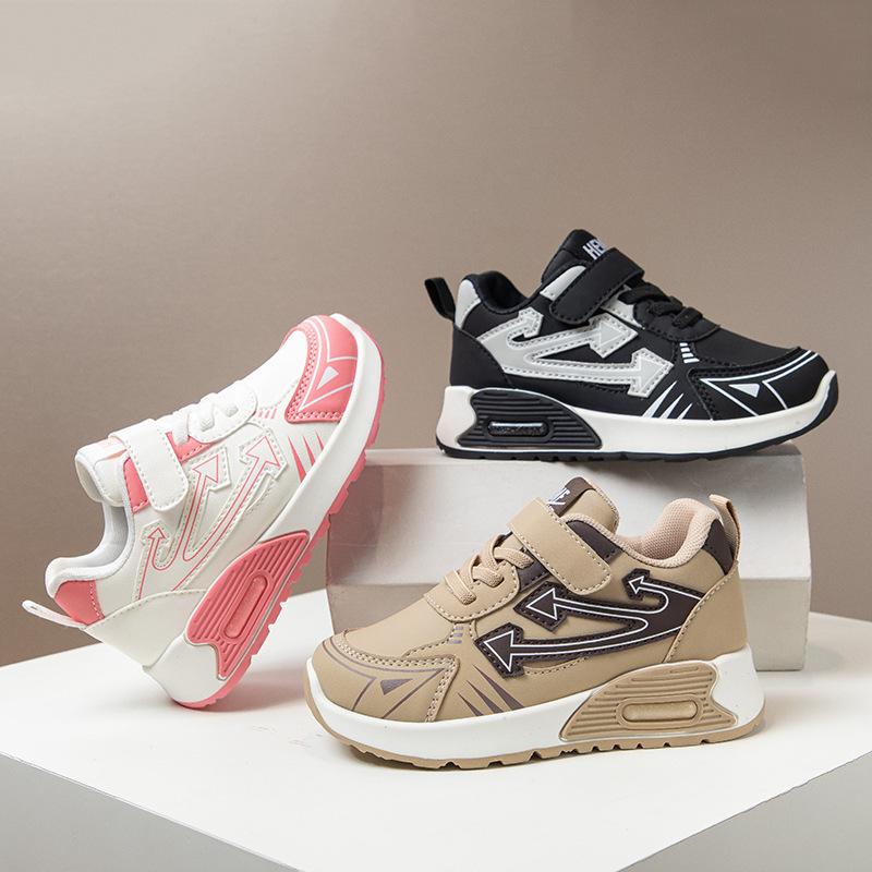 Boys and Girls Leather Sneakers 2025 Autumn New Soft Sole Lightweight Non-slip Fashion Medium and Older Children's Versatile Casual Shoes