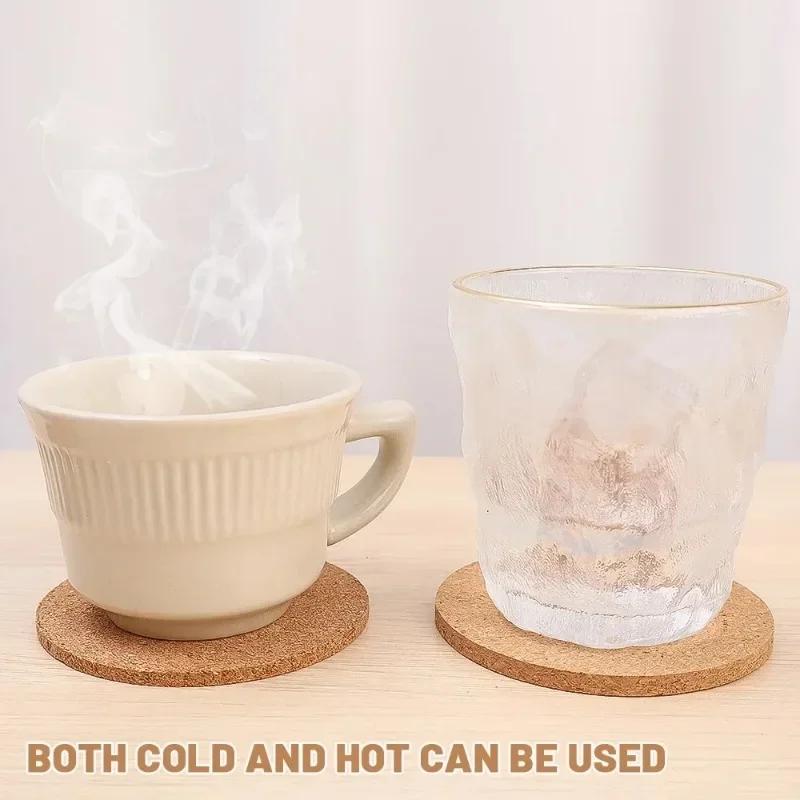 12Pcs 3-5mm Cork Coaster for Drink Non-Slip Cork Coaster Natural Round Wooden Cup Mat Heat Resistant Reusable Tea Coffee Coaster