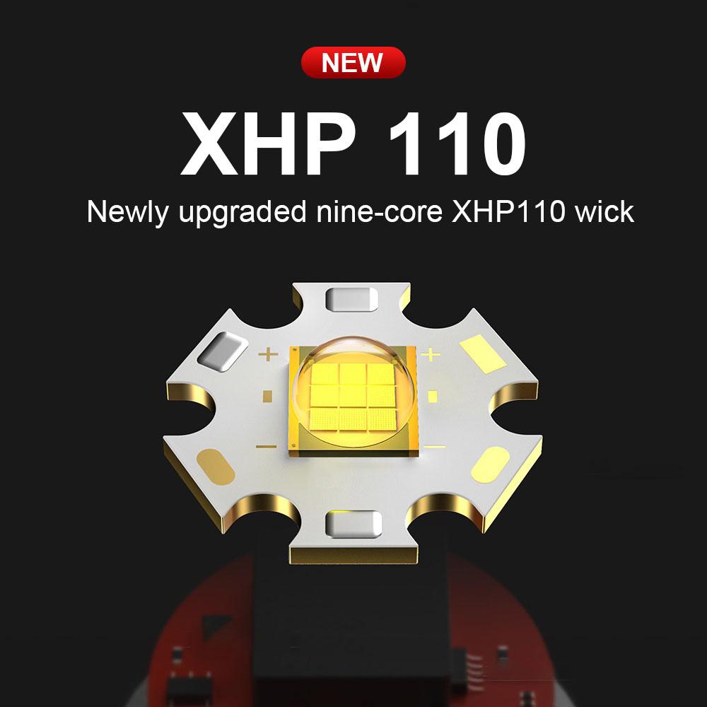 Side Light Flashlight Super Bright XHP110 LED+COB Torch Rechargeable Flash Light Waterproof Lamp Zoomable Lantern
