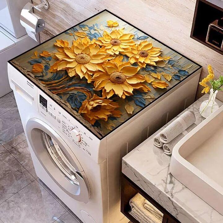 Prachotěsná 3D květinová křemelinová rohožka Vodotěsná a absorpční Protiskluzová podložka pro pračku nebo noční stolek