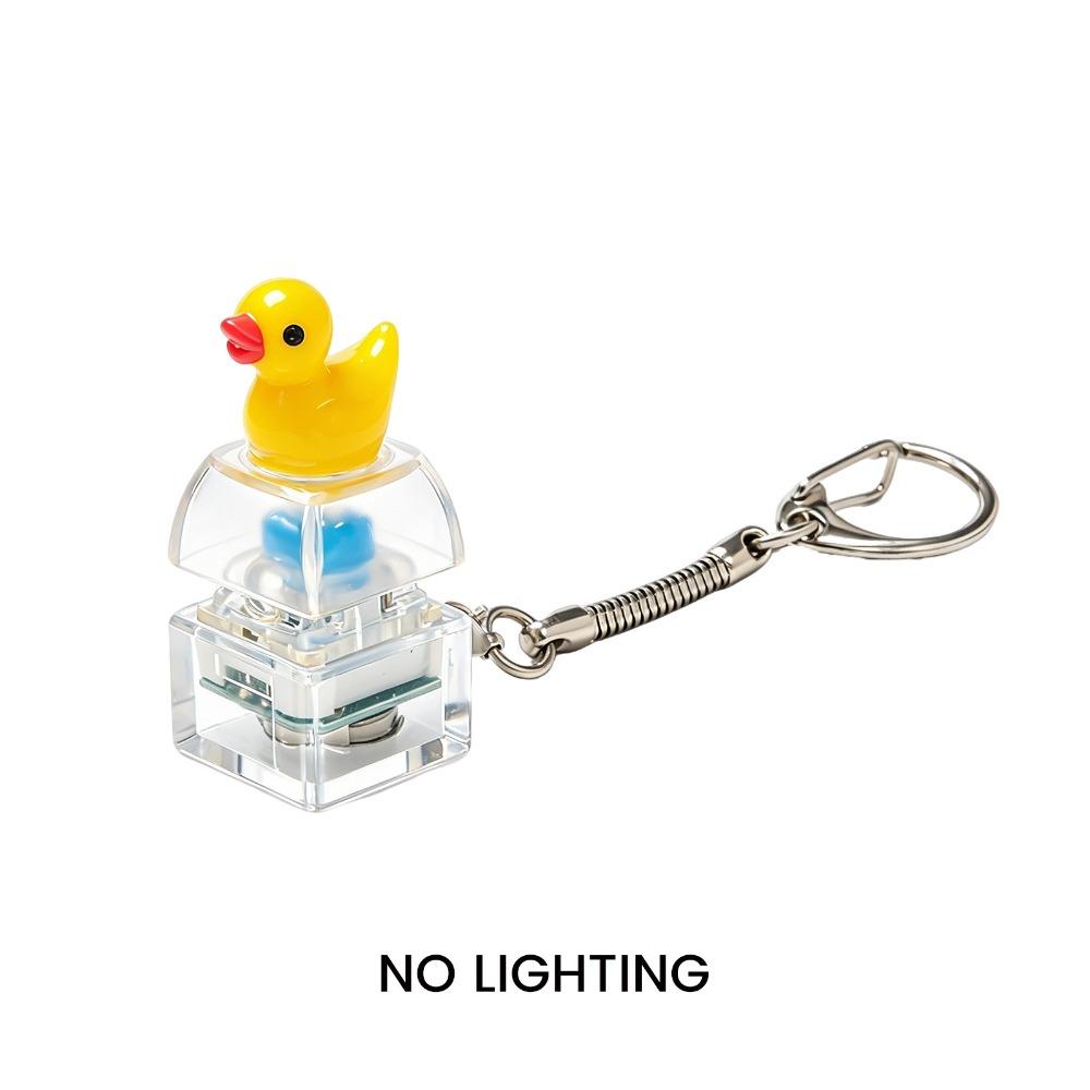 Clear Shell Button Fidget Keychain Cute White Duck Cartoon Bag Pendant  Casual Gatherings
