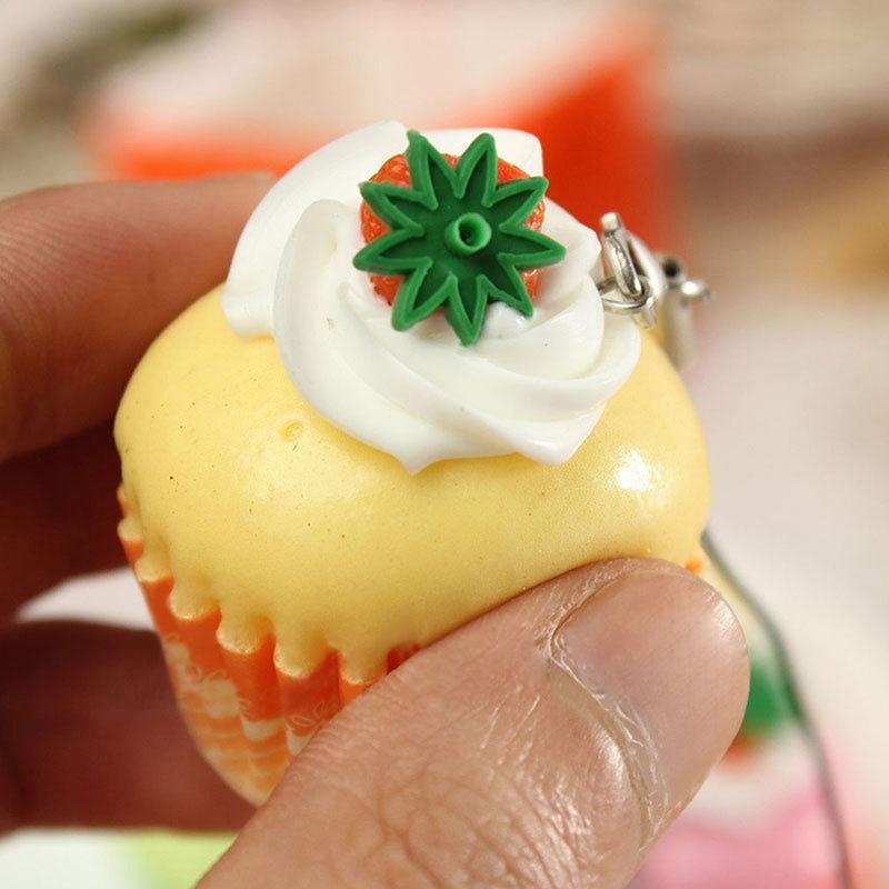 1Pcs Cute Fruit Cream Cupcake Squishy Bread Keychain Bag Phone Charm Pendant