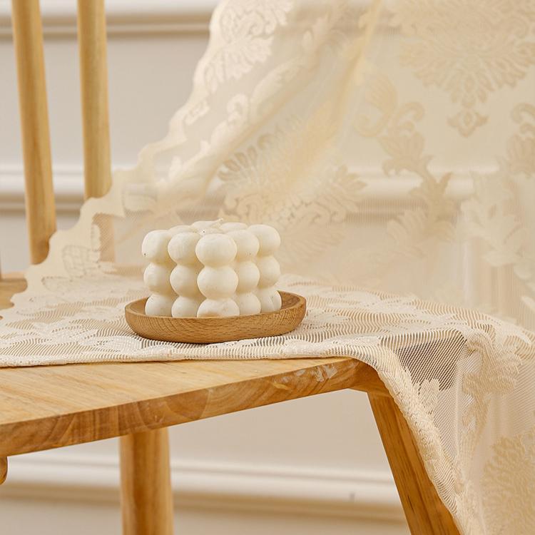 Elegant French White Lace Sheer Curtain with Floral Design - Semi-Transparent, Grommet Top for Easy Hanging - Perfect for Living Room Kitchen Privacy