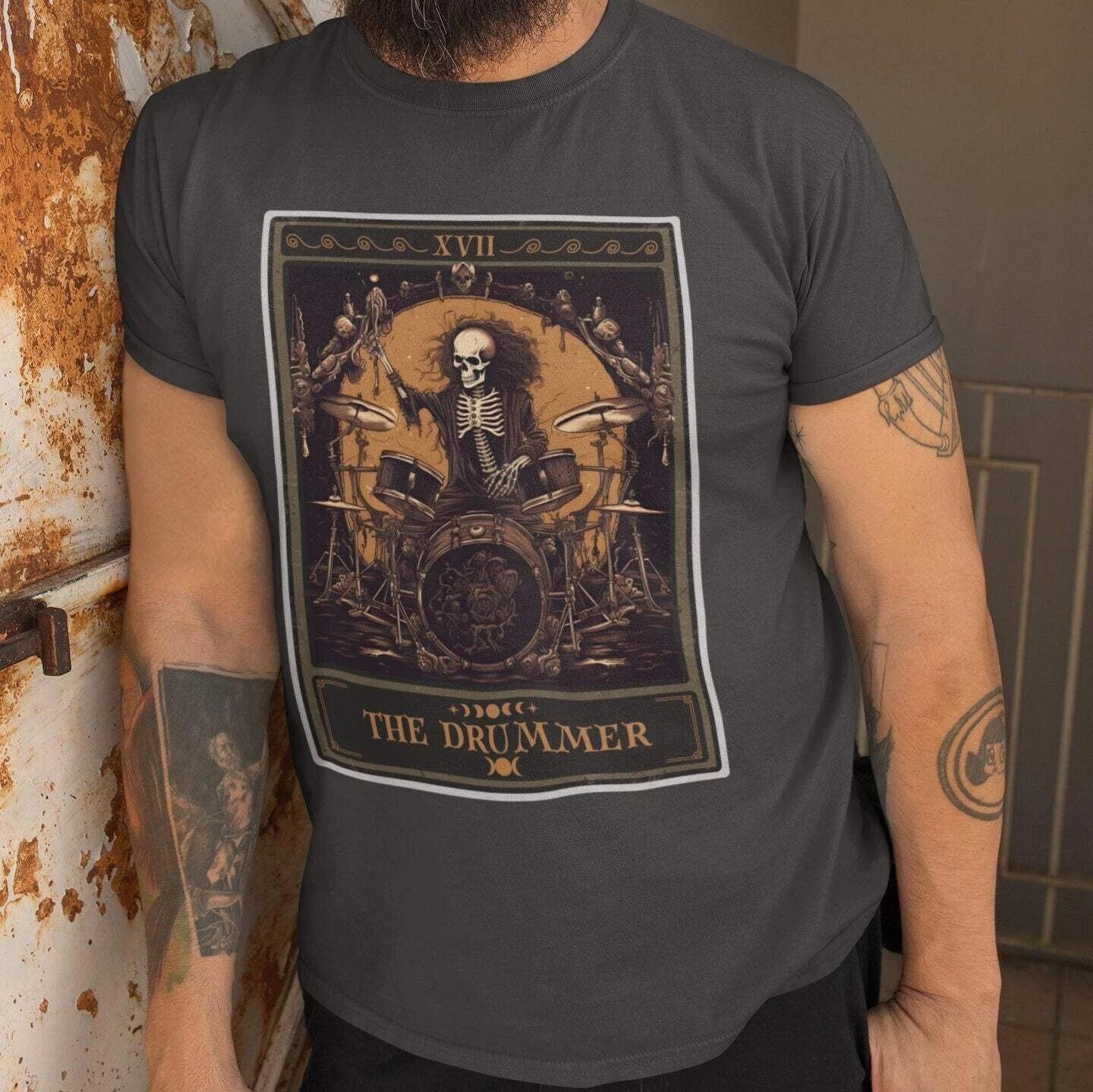 The Drummer Tarot Card Shirt, Heavy Metal Drum Player 4XL