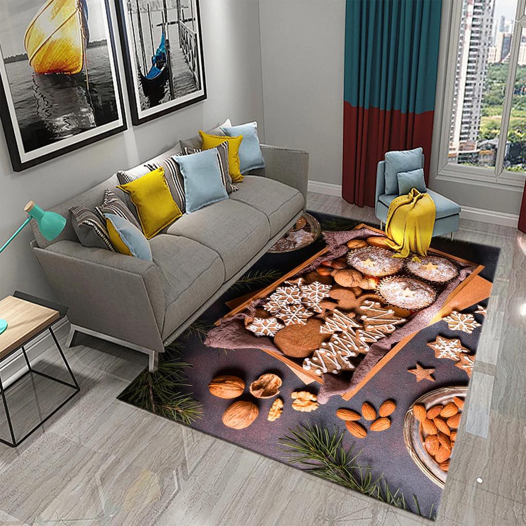 Christmas Cookies Carpet Gingerbread Man Rug Dessert Printed Rectangle Area Rugs Yoga Mats Bedroom Living Room Decor Door Mat