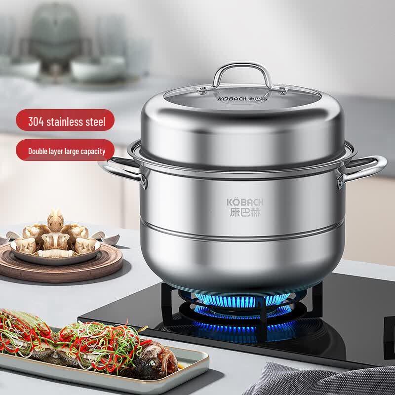KOBACH 28cm Stainless Steel Double Layer Steamer Pot