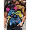 3D Digitaldruck Herren Freizeit Lebendiges Neon Game Controller Design T-Shirt Neu im Rundhals Kurzarm Gamer T-Shirt für Männer