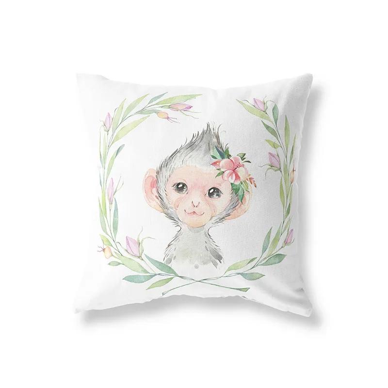 Cute Rabbit Giraffe Animals Children Room Decor Polyester  Cushion Cover Sofa Pillow  Home Decoration Throw Pillowcase