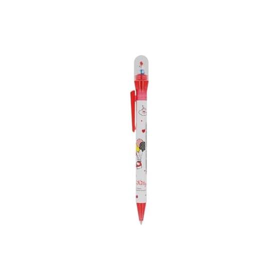 Sun-Star Stationery Sanrio Character Mechanical Pencil with Mascot Kurukuru Dome Pen Hello Kitty S4484991