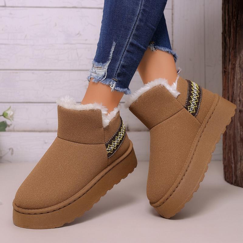 Winter Thicken Plush Snow Boots Women Side Zip Thick Sole Non Slip Cotton Padded Shoes Plus Size Comfort Platform Ankle 41