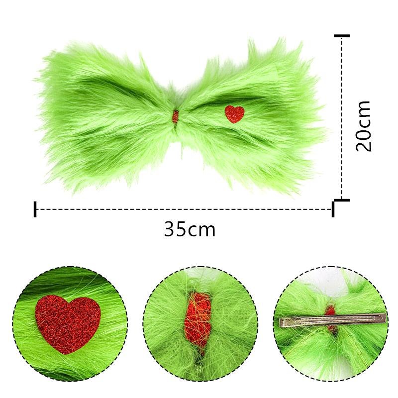 Świąteczna Kokarda Ozdoba na Wierzchołek Choinki Świąteczna Zielona Futrzana Dekoracja Ozdoba Świąteczna Dodatek do Dekoracji Choinki Wewnętrznej