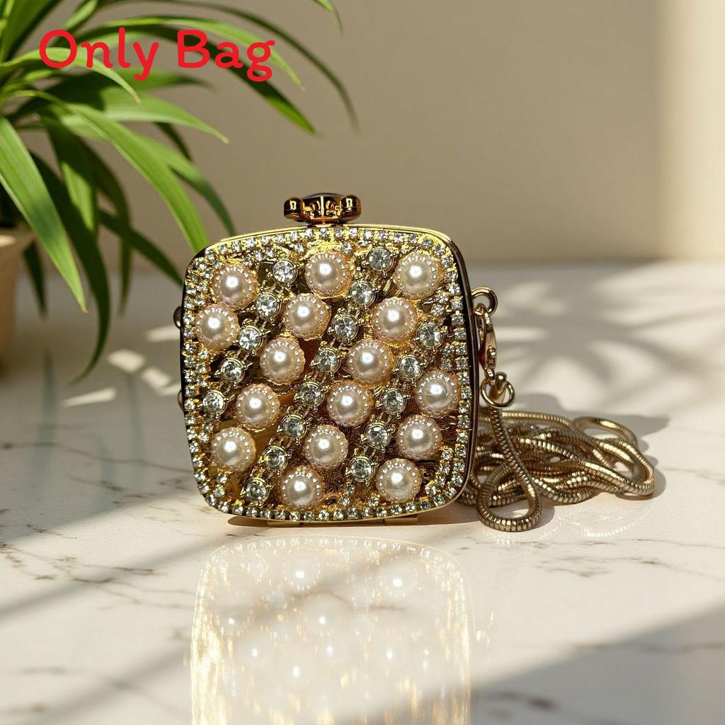 Acrylic Mini Purse With Embellished Flowers And Sparkling Rhinestones For Daily Fashion