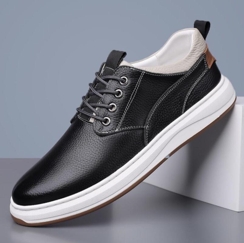 

British Style Man Casual Leather Shoes Brand Comfy Flat Designer Sneakers Fashion New Outdoor Minimalist Walking Oxford Shoes 44 чорний