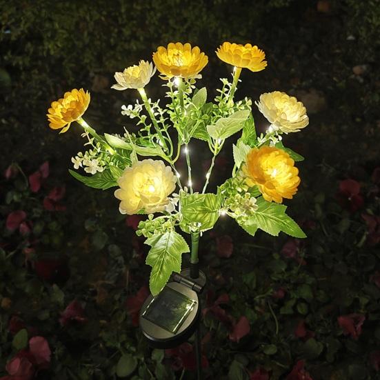 Sztuczny Lotos Śnieżny Lampa Solarna z Palikiem Odporna na Warunki Atmosferyczne Zewnętrzny Ogród Podwórko Ścieżka Patio Podwórko Trawnik