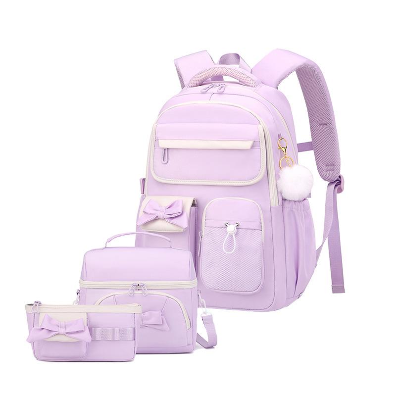 2026 nieuwe Grote capaciteit nylon schoolrugzak voor meisjes Mode strik snoepkleurige schooltas schooltassen Tiener reizen rugzak