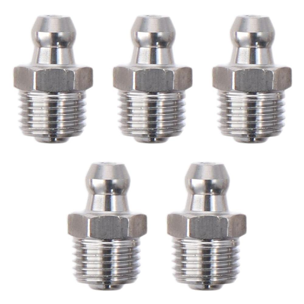 10pcs Silver Straight Grease Fitting Stainless Steel Zerk Fitting Nozzle  for Mechanical Equipment