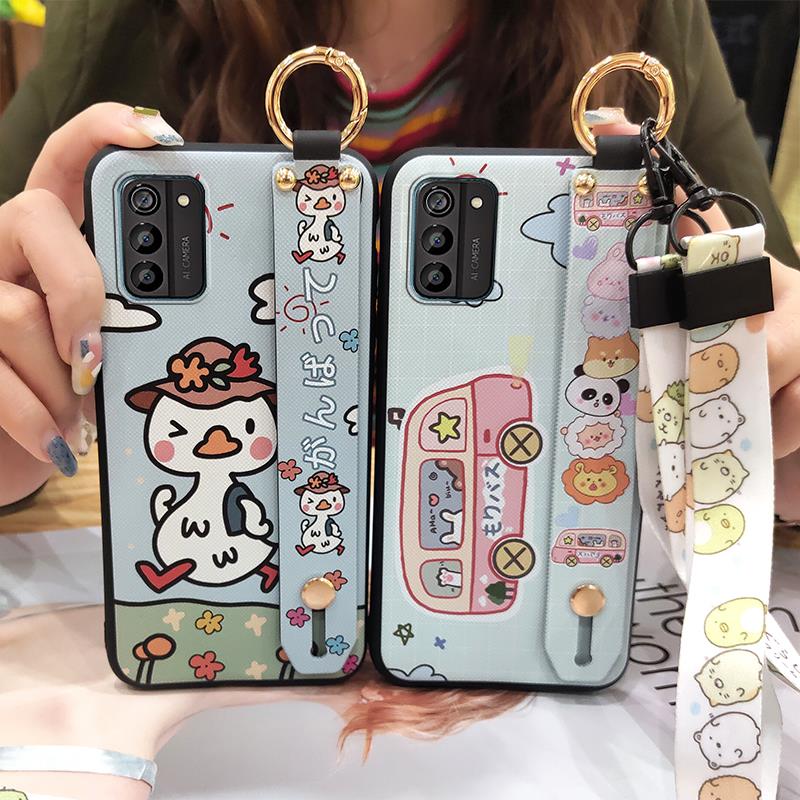 Wristband Dirt-resistant Phone Case For Nokia G100 Wrist Strap Anti-knock Durable Back Cover Anti-dust Silicone Cartoon
