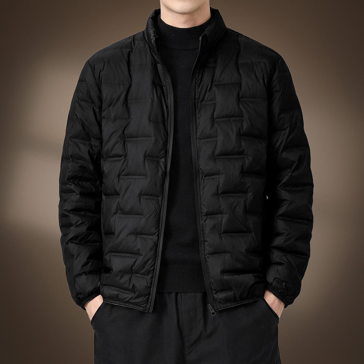 

Men s Luxury Lightweight Stand Collar Down Jacket - 90% Down, Warm, Casual, 2025 Winter Collection M for 110-135 jin чорний