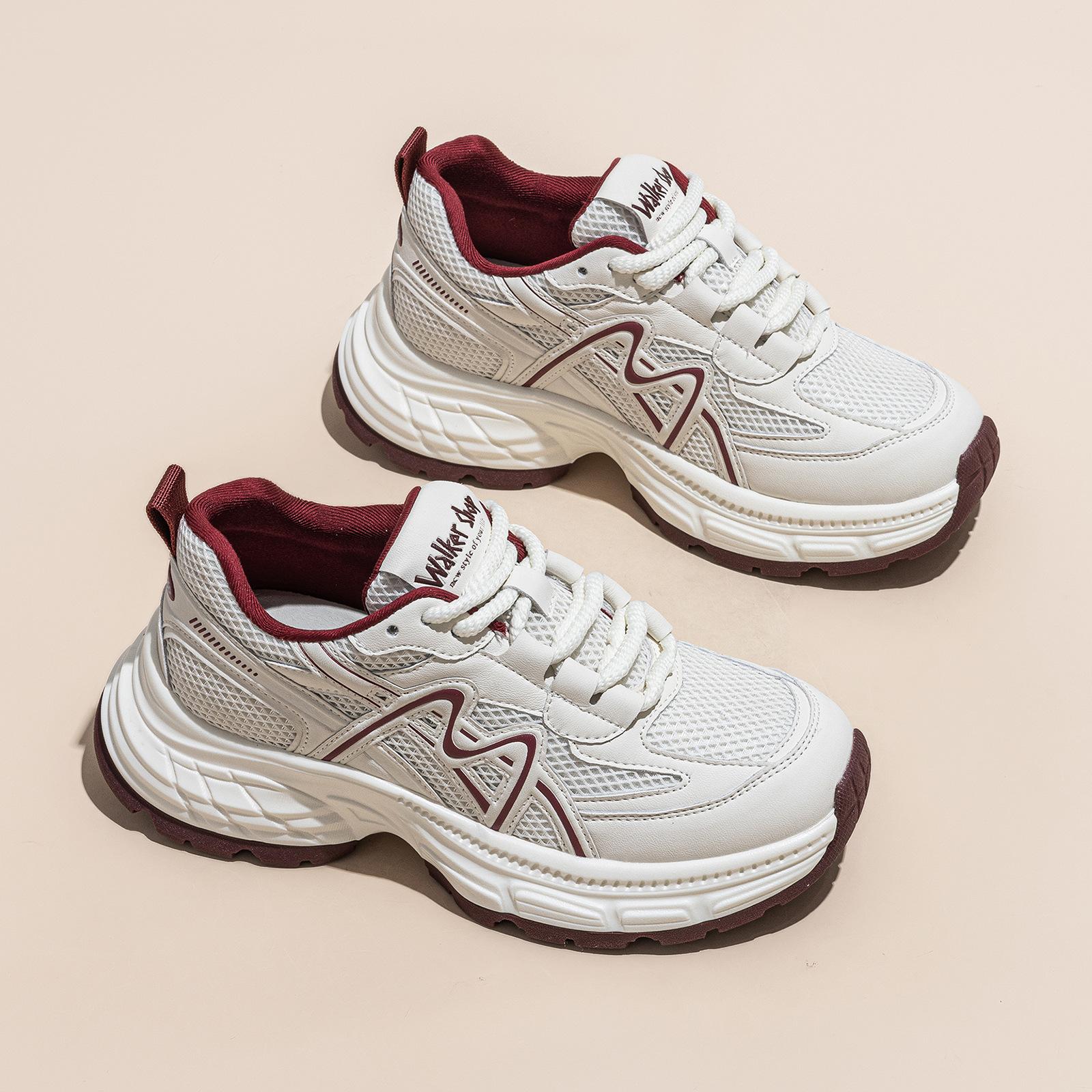 

Платформенные кроссовки для женщин весна и лето новая обувь для спорта и отдыха с увеличением роста, универсальная 40 красный