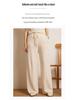 Women's High Waist Wide Leg Cashmere Pants - Floor-Length, Elastic Waist, Urban Fall/Winter Style