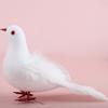 White Lifelike Artificial Bird Figurine Realistic Feathered Fake Peace Birds Ornaments for Christmas