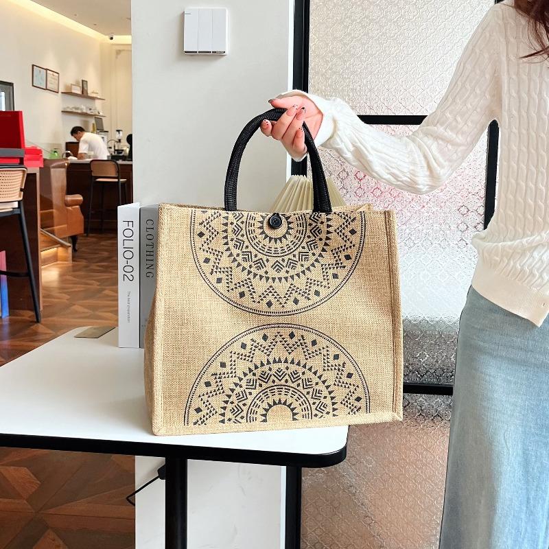 New cotton and linen handbag printed bento tote bag large capacity handbag bag letter printed women's bag