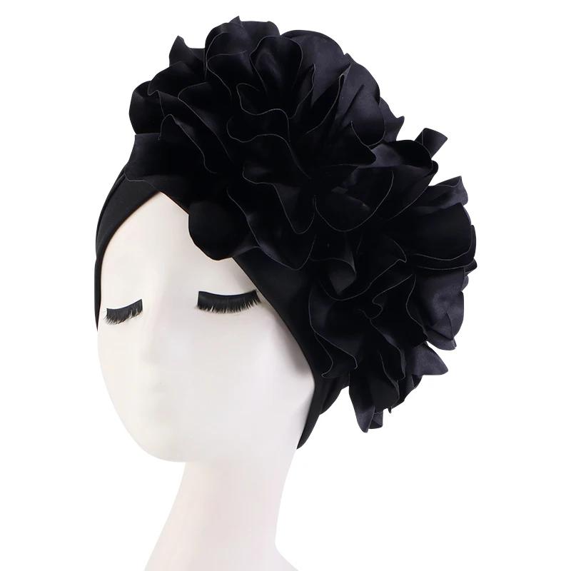 New Woman Muslim Hijab Caps with Big Flower Turban Bonnet Islamic Wrap Head Inner Cap for Hijabs Trendy Headdress 2025 New