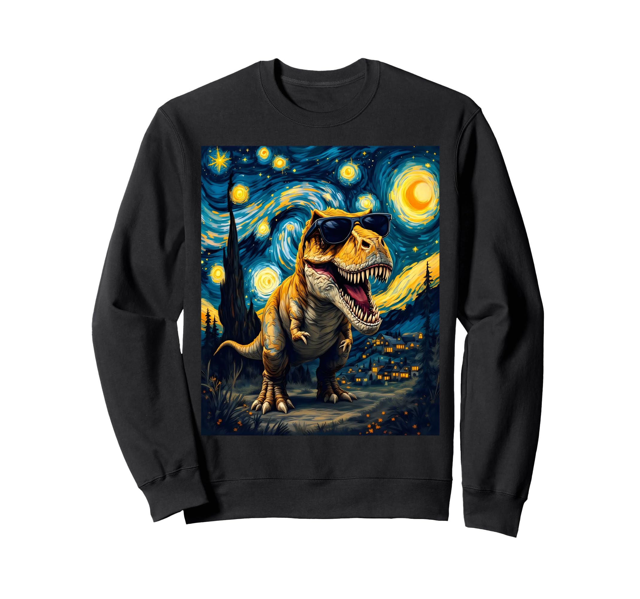 

T-Rex Van Gogh Roaring Sunglasses Starry Night Sweatshirt