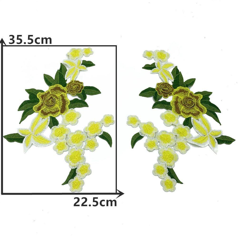 1Pair Polyester Fiber Embroidery Flower Patch DIY Handmade Clothing Accessories Embroidery Floral Applique Sew On Patch Dress