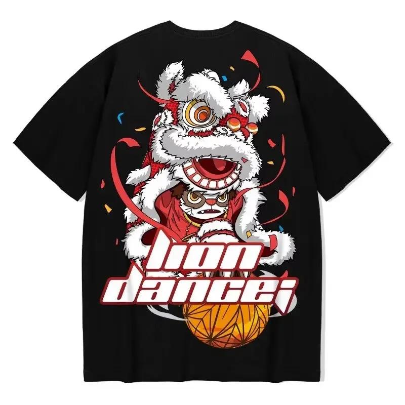 T-shirt da Uomo in Cotone a Maniche Corte Estiva Oversize Larga Traspirante Grafica Palestra Streetwear Selvaggio Y2k Harajuku Abbigliamento Goth