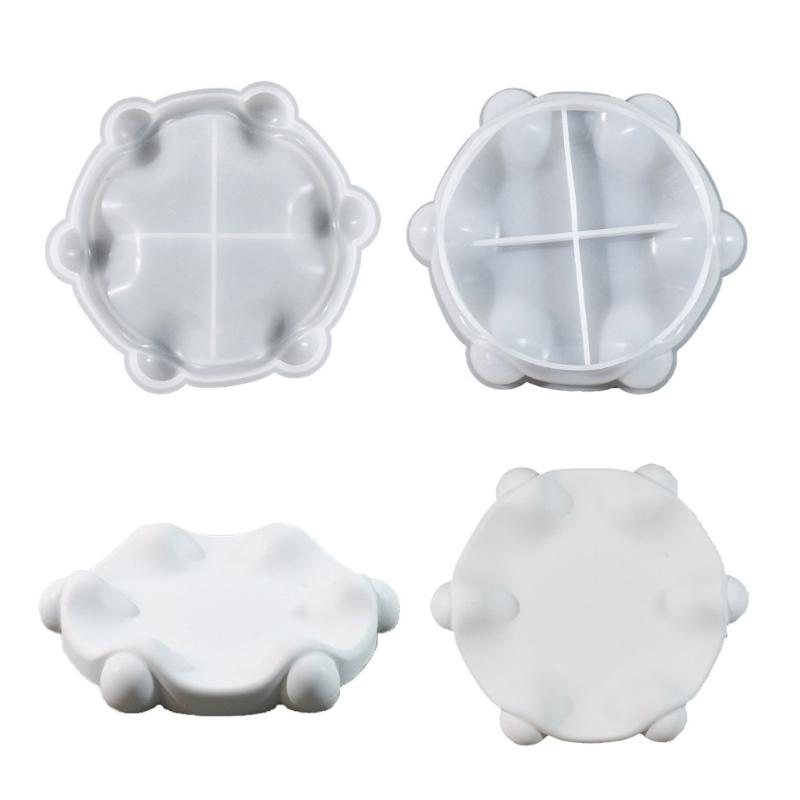 Round Shaped Jewelry Holder Plate Mold Sturdy Silicone Epoxy Resin Tray Mold with Curved Brim for Unique Craft Projects