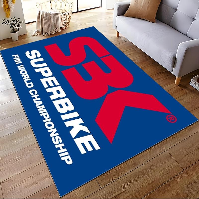 "Superbike Logo Carpet with Bold Red and Blue Design for Home Decor" Suitable for use as an anti-slip for living room bedroom sofas