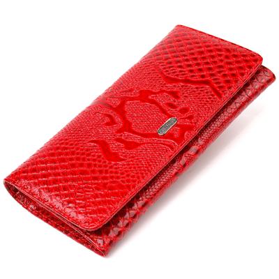 Bright Lacquered Women's Wallet Made of Genuine Textured Leather CANPELLINI Wallet 21610 Red