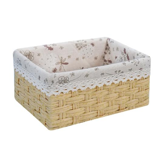 Aufbewahrungskorb mit Blumenmuster, verschleißfester Stoff, multifunktionaler handgefertigter Rattan-Aufbewahrungsbehälter für Kleinigkeiten für zu Hause