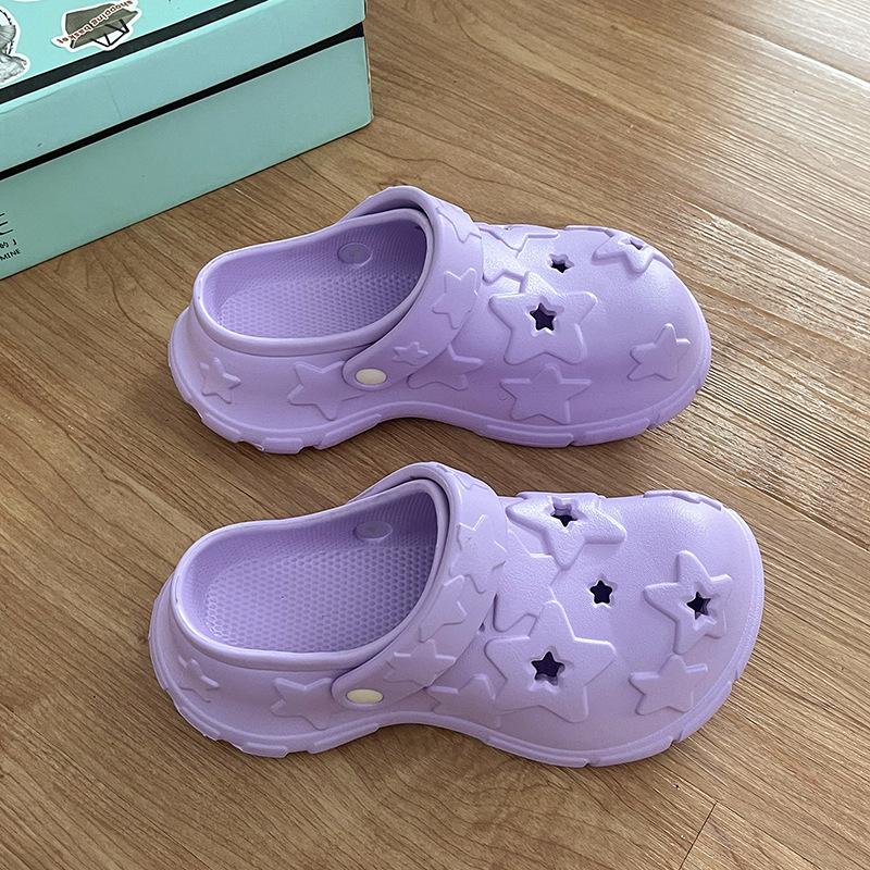 Gypsy star niche hole shoes women's 2025 spring and summer outer wear Korean version of beautiful stepping on shit feeling thick-soled beach bag he