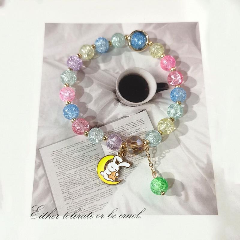 Sanrio Popcorn Crystal Beaded Bracelet: Strawberry Bear & Kuromi Cartoon Charm - Perfect Christmas Gift for Besties