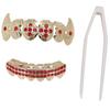 Gold Teeth Brace Set Metal Teeth Decoration Jewelry for Halloween Party Hip Hop Show