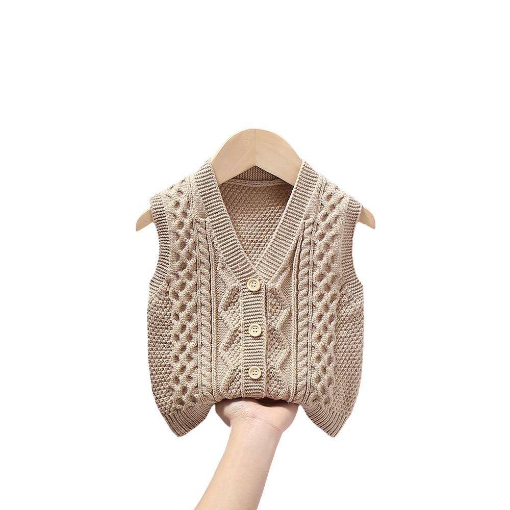 Children's V-Neck Cardigan Vest - Knit Wool Sweater for Babies and Toddlers, Solid Color, Perfect for Spring and Autumn.