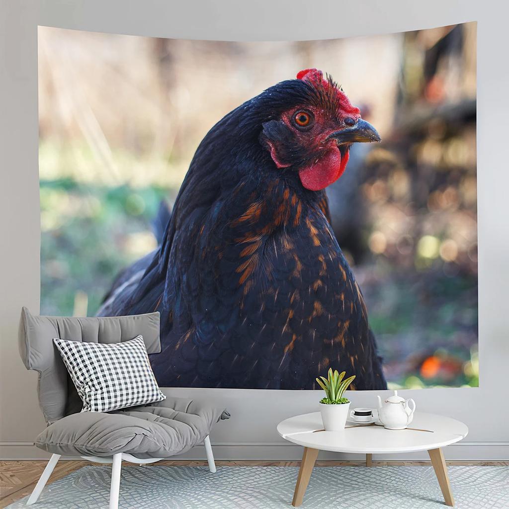 Farm Chicken Tapestry Funny Rooster  Animal Art  Home Living Room Bedroom Wall