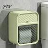 Wall Mounted Roll Paper Storage Bathroom Tissue Box with Shelf, Waterproof Toilet Case Holder, Punch Free Plastic Organizer for And Napkins Dispenser