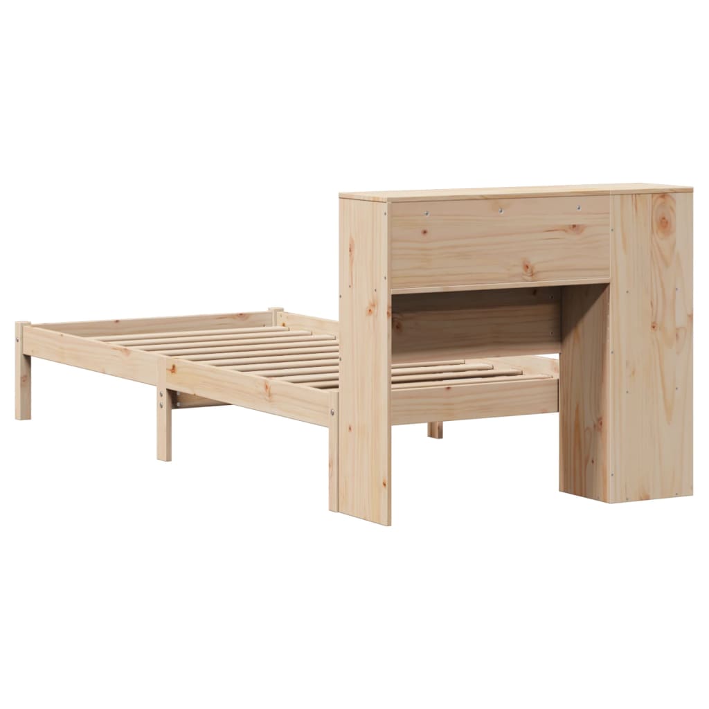 Vidaxl Bed With Shelf, Without Mattress, 75X190 Cm, Pine Wood