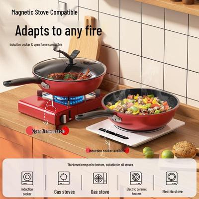 Universal Non-stick Crystal Diamond Wok Flat Bottom Frying Pan for Household Stir-frying