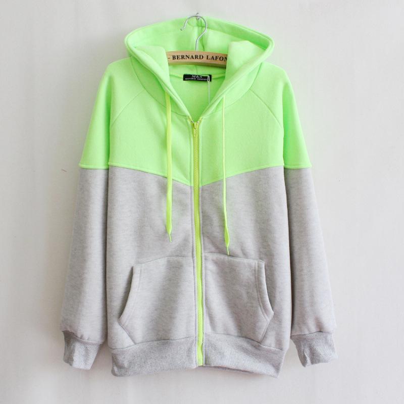 Women's 2019 Korean Style Hooded Fleece Zip-Up Sweatshirt Jacket